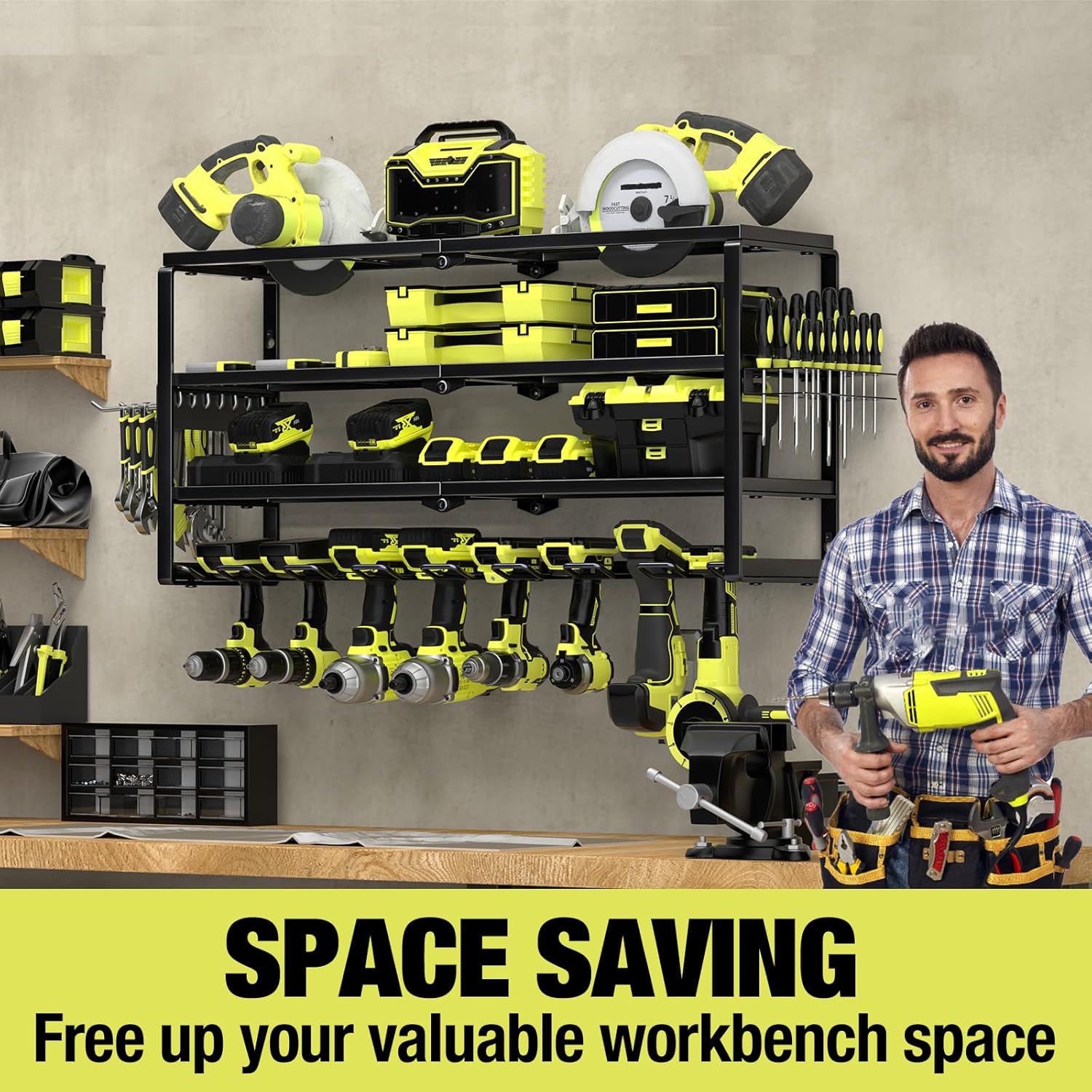 4 Layer Wall Mount Power Tool  - Power Tools Holder recension och pris
