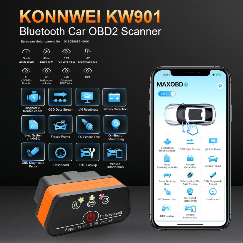 MINI OBD2 KW901 Bluetooth 4.0  - Power Tools English recension och pris